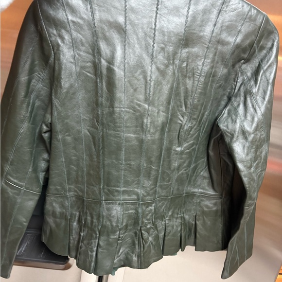 Women's Green Leather Jacket - Picture 2 of 2